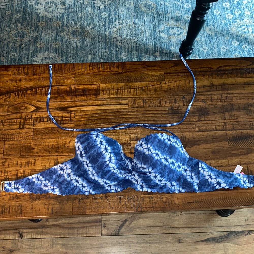 Victoria secret blue/white tie dye swim top
